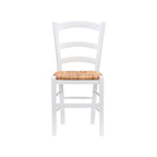 Linon Karsyn Set of Two Wood Side Chairs Ladder Back Rush Seat in White Finish