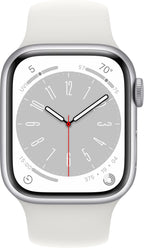 Restored Watch Gen 8 Series 8 Cell 41mm Silver Stainless Steel White Sport Band MNV73LL/A (Refurbished)
