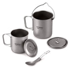 TOMSHOO cup kit,With Lid 450ml Water Cup 3 Pieces Set 750ml Pot Lid Collapsible Handle Cup With Handle Spork Pot With Handle Open Fire Adben Lid Coffee Cup Set Ium 750ml