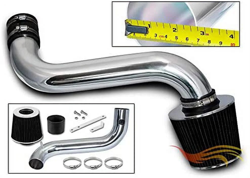 Rtunes Racing Short Ram Air Intake Kit + Filter Combo Ebony Compatible For 92-95 Chevy S10 3.4L / 92-95 Chevy Blazer 4.3L (Vortec CPI Engine only)