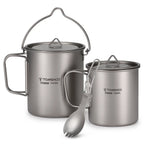 TOMSHOO cup kit,With Lid 450ml Water Cup 3 Pieces Set 750ml Pot Lid Collapsible Handle Cup With Handle Spork Pot With Handle Open Fire Adben Lid Coffee Cup Set Ium 750ml