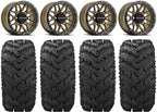 Raceline Krank 14" Bronze Wheels 28" Reptile Tires Kawasaki Mule Pro FXT