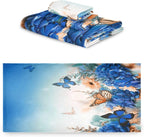 Wellsay Beautiful Flowers Shrubs Butterfly Soft Luxury Decorative Set of 3 Towels, 1 Bath Towel+1 Hand Towel+1 Washcloth, Multipurpose for Bathroom, Hotel, Gym, Spa and Kitchen