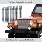 APS Premium Stainless Steel Chrome 8x6 Billet Grille Compatible with Jeep Wrangler 1997-2006 with Chrome Shell Model Main Upper N19-S09458J