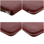 Pre-Owned Hermes Long Wallet Azap Bordeaux Rouge Glenat Silk In Leather Epson HERMES Round Ladies (Good)