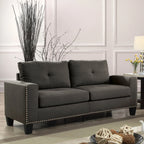 Furniture of America Contemporary Faux Linen Redford Sofa, Gray