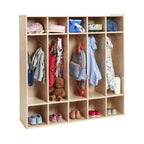 ECR4Kids Streamline 5-Section Coat Locker, Classroom Furniture, Natural