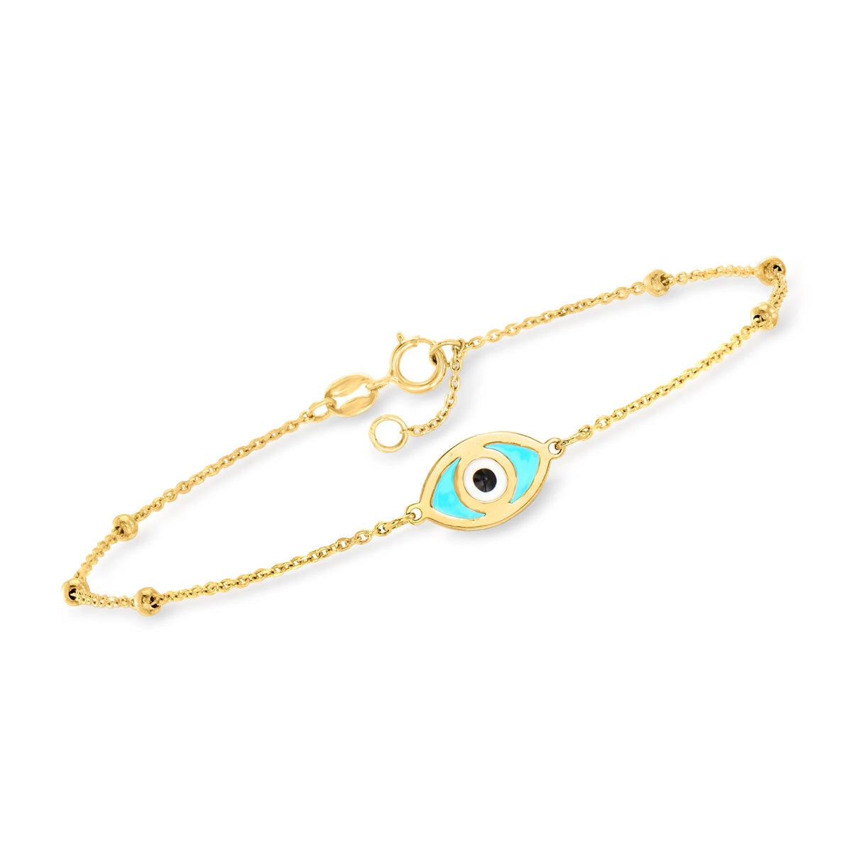 RS Pure by Ross-Simons Italian 14kt Yellow Gold Evil Eye Bracelet With Multicolored Enamel, Individuals Adult