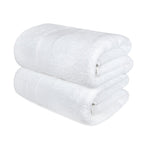 White Classic Luxury White Bath Towels - Large 30x56 Inch, 100% Cotton American Linen Big White Towels, 2-Pack Bathroom Sheets | Set of 2, White