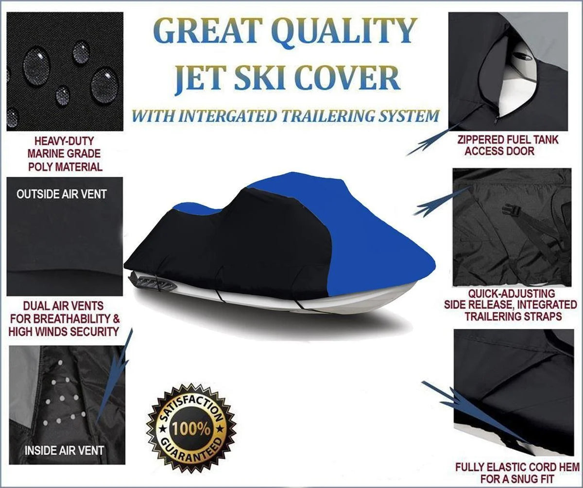 Midnight / BLUE HEAVY-DUTY, TOP OF THE LINE Cover Compatible for Polaris SLH 1997 1998 1999 2000 2001 / SLXH 1997 1998 / SLX Pro 785 1997 1998 1999 Jet Ski PWC Cover 1-2 Seater
