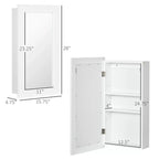kleankin Bathroom Medicine Cabinet, Wall Mounted Mirror Cabinet, White