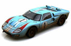 Diecast Car & Display Case Package - 1966 Ford GT-40 MK II #1 w/ Dirt, Gulf Blue - Shelby Collectibles SC405 - 1/18 Scale Diecast Model Toy Car w/Display Case