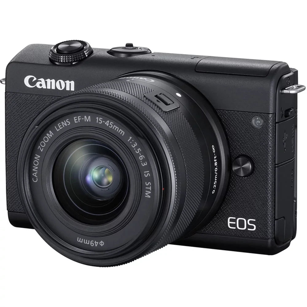 Canon EOS M200 Mirrorless Camera with 15-45mm and 55-200mm Lenses Ebony (3699C009) + Color Filter Kit + Filter Kit + 2 x 64GB Card + Charger + 2 x LPE12 Battery + Card Reader + More