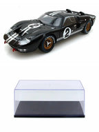 Diecast Car w/Display Case - 1966 Ford GT-40 MK II #2, Midnight w/ Silver Stripes - Shelby SC408 - 1/18 Scale Diecast Model Toy Car