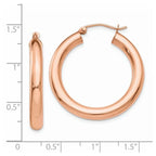 Real 14kt Rose Gold Polished 4mm Tube Hoop Earrings; for Adults and Teens; for People and People
