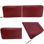 Pre-Owned Hermes Long Wallet Azap Bordeaux Rouge Glenat Silk In Leather Epson HERMES Round Ladies (Good)