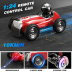 AUOSHI Remote Control Car with 2.4GHz Wireless Bluetooth Speaker 2 Speed Mode Fast RC Car for Kids RC Trucks Music RC Stunt Car Toys for Boys Girls Gifts, Red