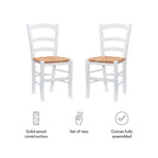 Linon Karsyn Set of Two Wood Side Chairs Ladder Back Rush Seat in White Finish