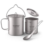 TOMSHOO cup kit,With Lid 450ml Water Cup 3 Pieces Set 750ml Pot Lid Collapsible Handle Cup With Handle Spork Pot With Handle Open Fire Adben Lid Coffee Cup Set Ium 750ml
