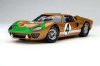 Diecast Car w/Display Case - 1966 Ford GT-40 MK II Le Mans #4, Gold - Shelby Collectibles SC414G - 1/18 scale Diecast Car