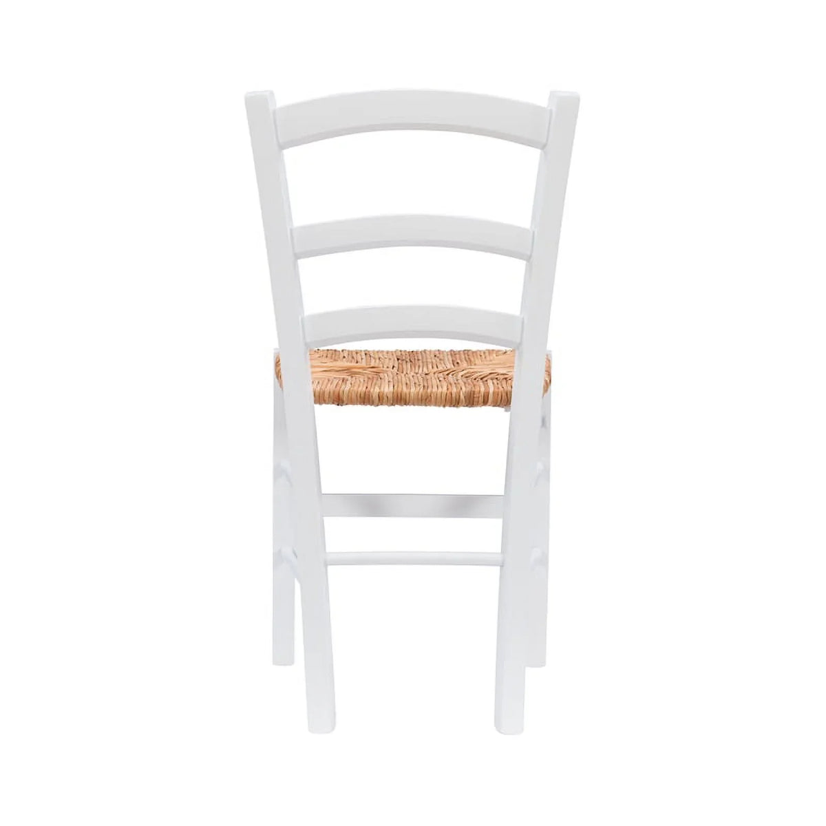 Linon Karsyn Set of Two Wood Side Chairs Ladder Back Rush Seat in White Finish